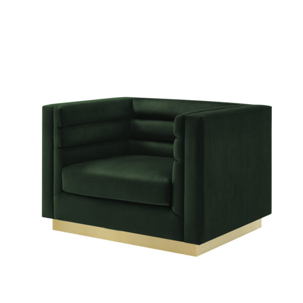 34" Hunter Green Velvet Tufted Club Chair