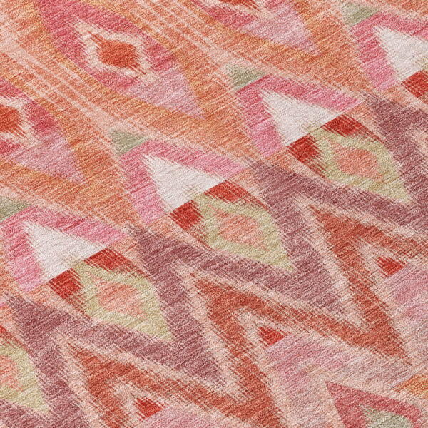 9' X 12' Pink Salmon And Blush Southwestern Washable Indoor Outdoor Area Rug