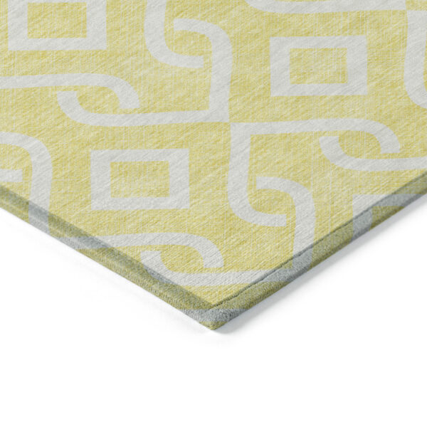 10' X 14' Yellow And Ivory Geometric Washable Indoor Outdoor Area Rug