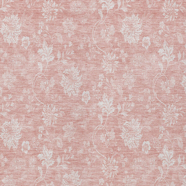 8' X 10' Pink Ivory And Blush Floral Washable Indoor Outdoor Area Rug