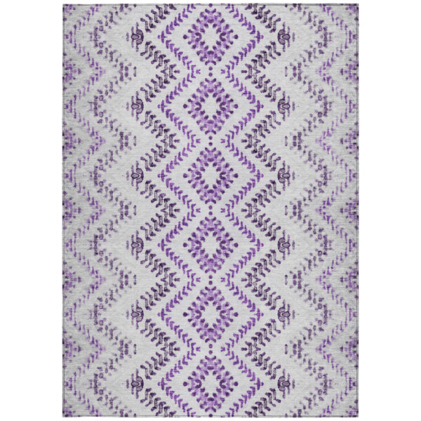 10' X 14' Purple Eggplant And Lavender Geometric Washable Indoor Outdoor Area Rug