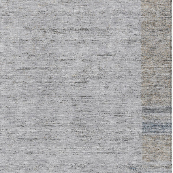 3' X 5' Taupe Beige And Blue Geometric Washable Indoor Outdoor Area Rug