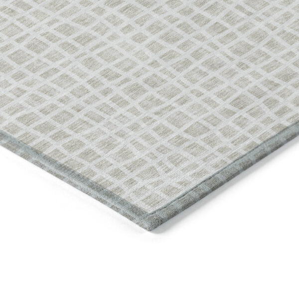 5' X 8' Ivory And Beige Striped Washable Indoor Outdoor Area Rug