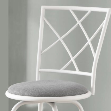 Set of Two 28" Gray and White Metal Bar Chairs