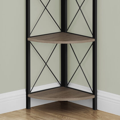 59" Taupe Metal Corner Bookcase
