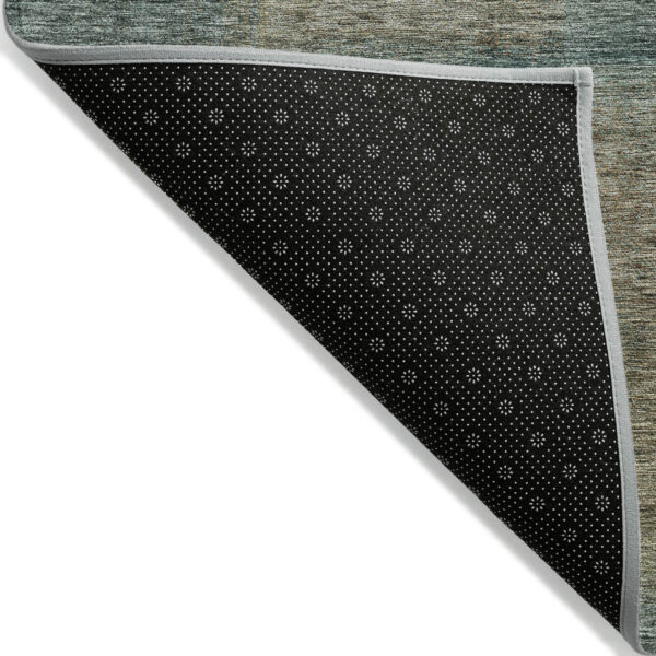 8' X 10' Teal Blue Brown And Taupe Abstract Washable Indoor Outdoor Area Rug