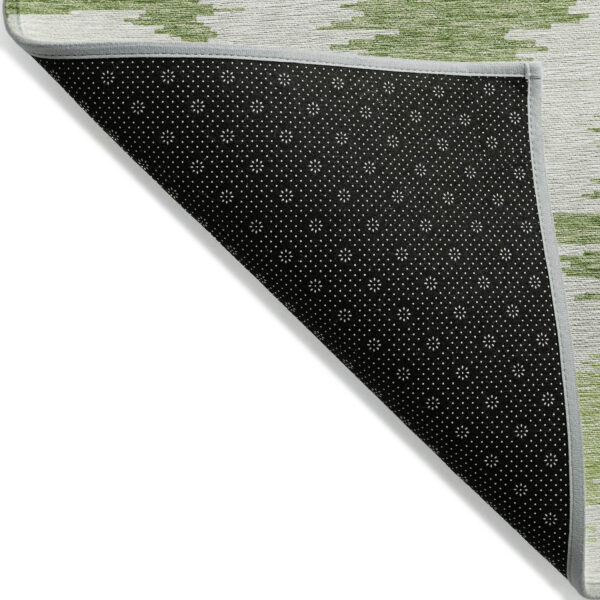 5' X 8' Olive Green And Beige Abstract Washable Indoor Outdoor Area Rug