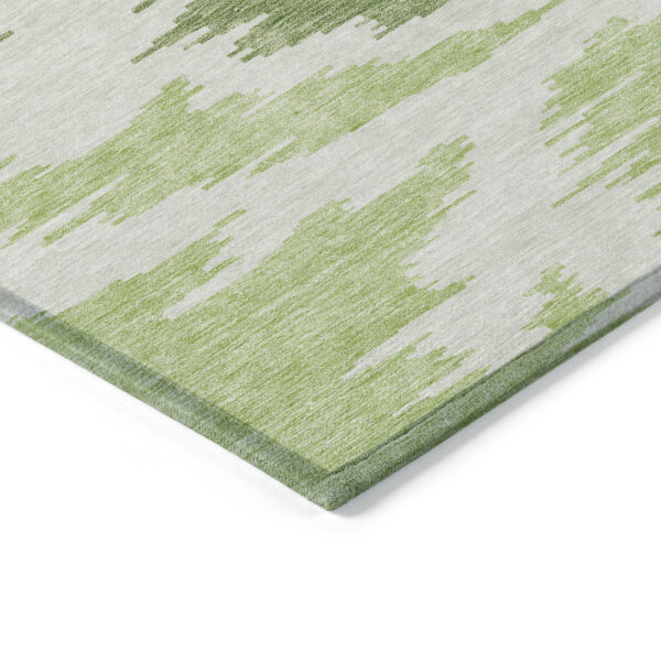 5' X 8' Olive Green And Beige Abstract Washable Indoor Outdoor Area Rug