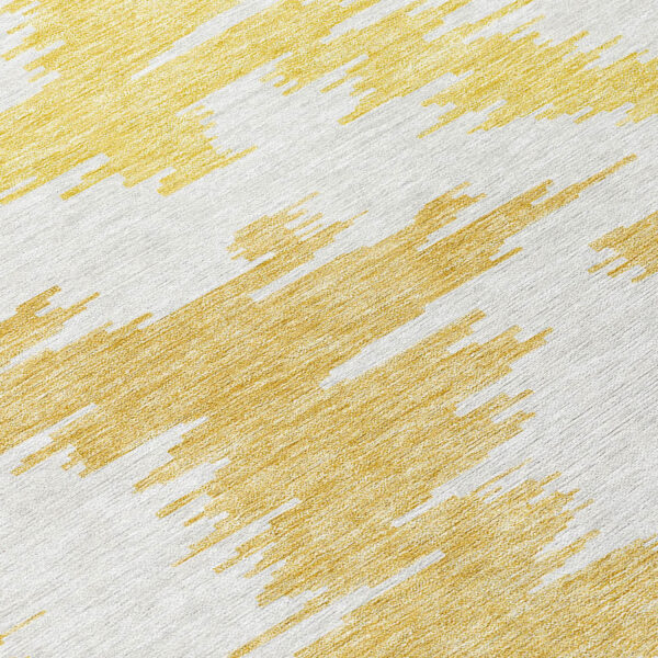 8' Gold Beige And Wheat Round Abstract Washable Indoor Outdoor Area Rug