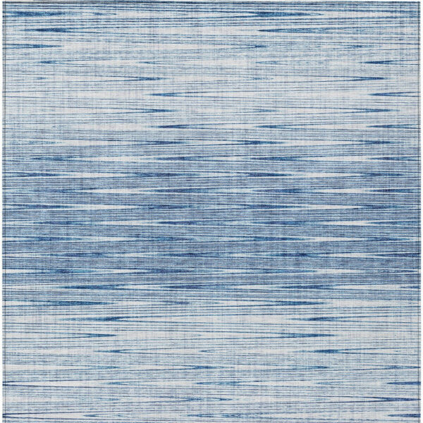 5' X 8' Navy Blue And Sky Blue Abstract Washable Indoor Outdoor Area Rug