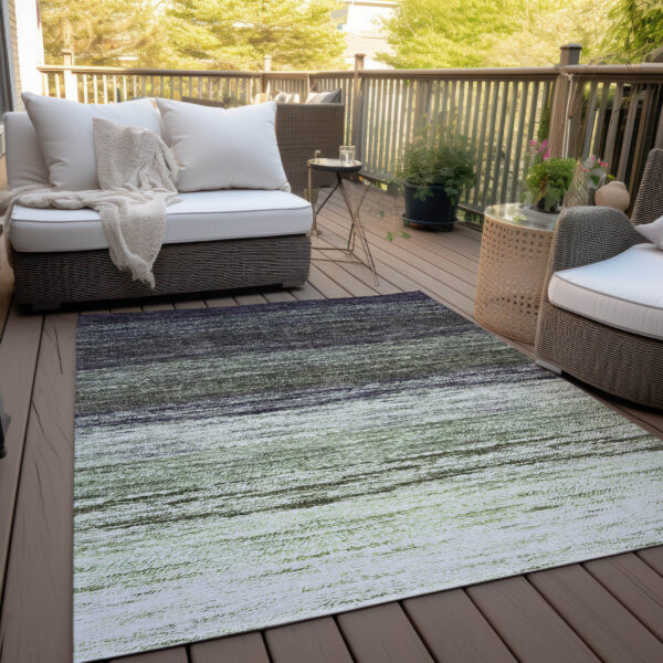 3' X 5' Green Ivory And Purple Ombre Washable Indoor Outdoor Area Rug