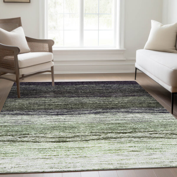 3' X 5' Green Ivory And Purple Ombre Washable Indoor Outdoor Area Rug