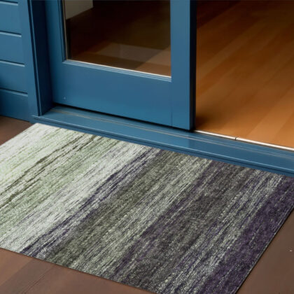 3' X 5' Green Ivory And Purple Ombre Washable Indoor Outdoor Area Rug