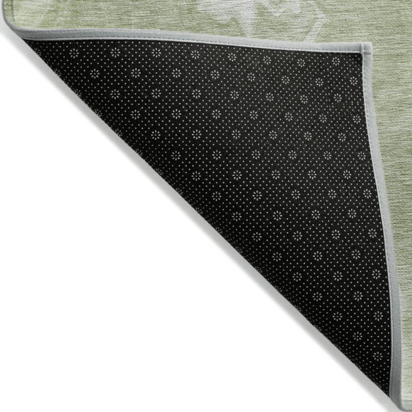 9' X 12' Artichoke Green Fern Green And Ivory Abstract Washable Indoor Outdoor Area Rug