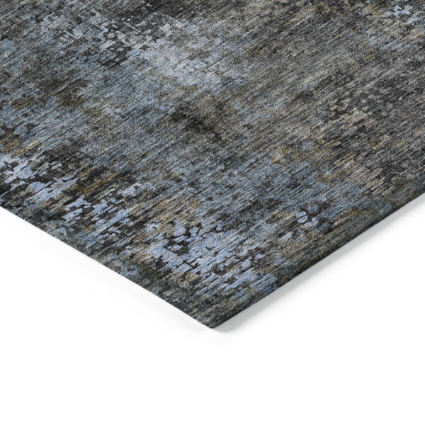 9' X 12' Graphite Charcoal And Silver Abstract Washable Indoor Outdoor Area Rug