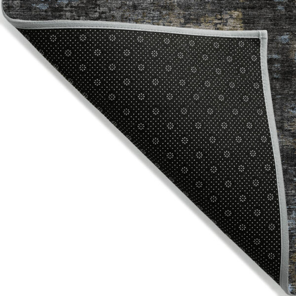 9' X 12' Graphite Charcoal And Silver Abstract Washable Indoor Outdoor Area Rug