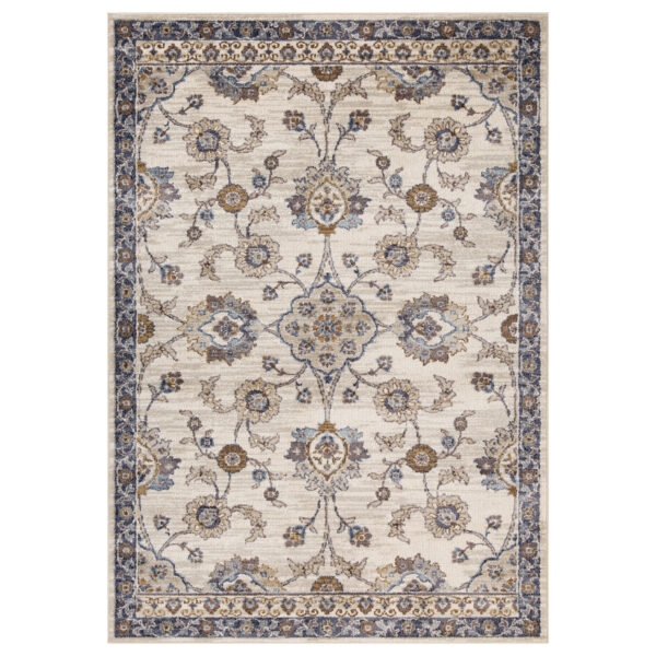 2' x 3' Gray and Ivory Floral Power Loom Area Rug