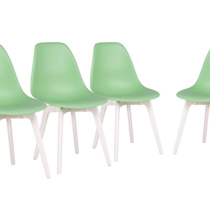 Set of Four 21" Light Green Heavy Duty Plastic Outdoor Dining Chairs