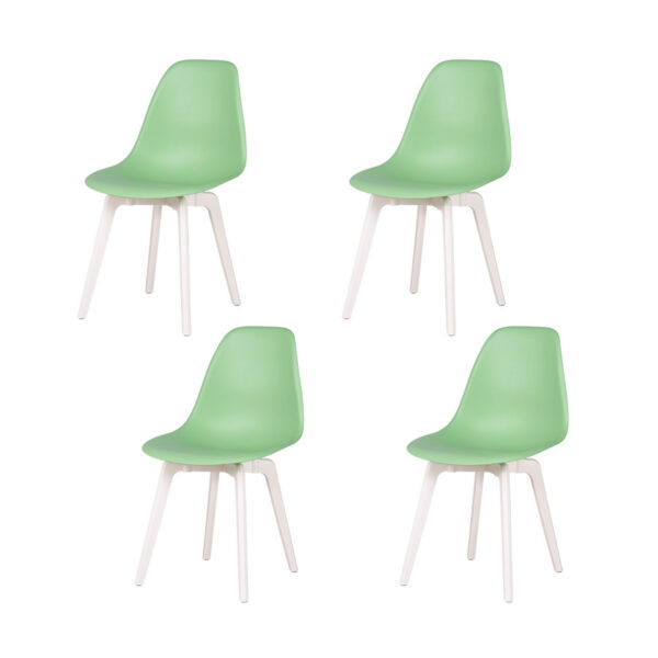 Set of Four 21" Light Green Heavy Duty Plastic Outdoor Dining Chairs