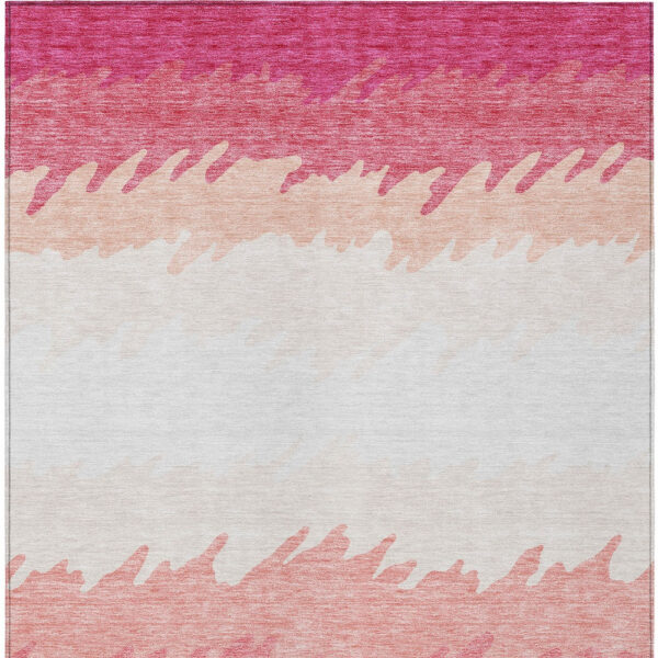 10' X 14' Blush Pink And Ivory Striped Washable Indoor Outdoor Area Rug
