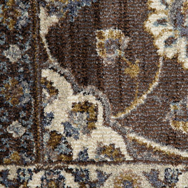 2' x 3' Brown Floral Power Loom Area Rug With Fringe