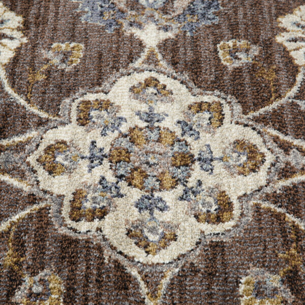 2' x 3' Brown Floral Power Loom Area Rug With Fringe