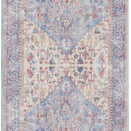 10' Gray Floral Power Loom Distressed Washable Runner Rug