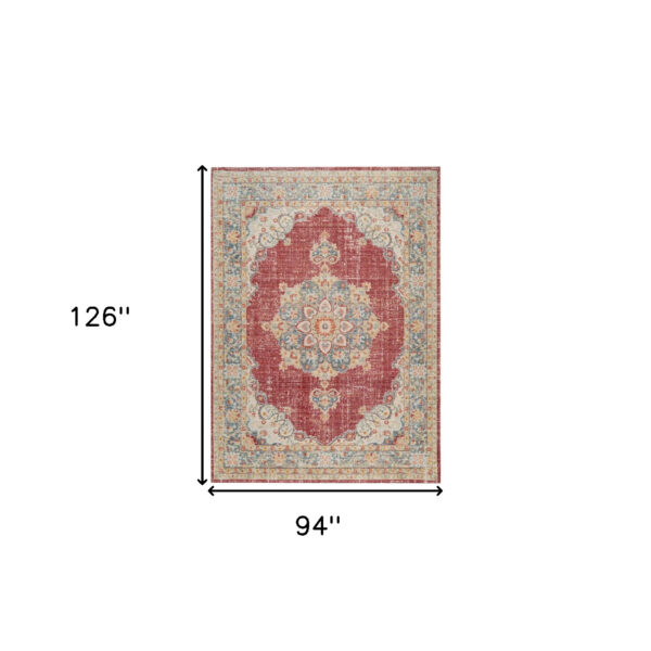 8' x 10' Red Medallion Power Loom Area Rug