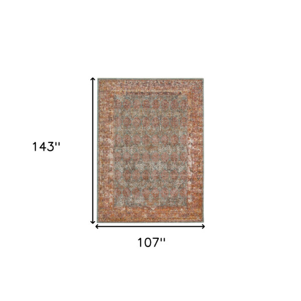 9' x 12' Teal Southwestern Power Loom Area Rug With Fringe