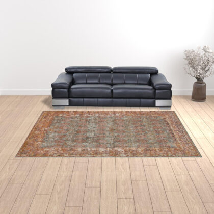 9' x 12' Teal Southwestern Power Loom Area Rug With Fringe