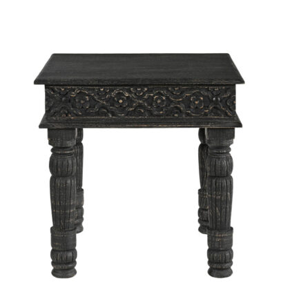 24" Black Solid Wood End Table
