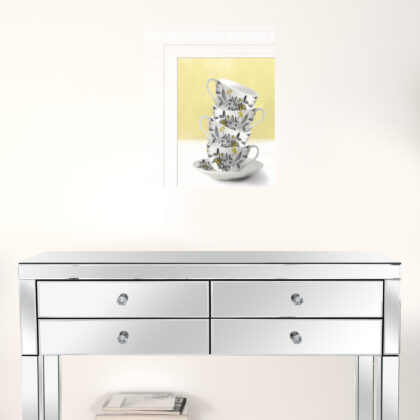 Time For Tea Yellow 1 White Framed Print Wall Art