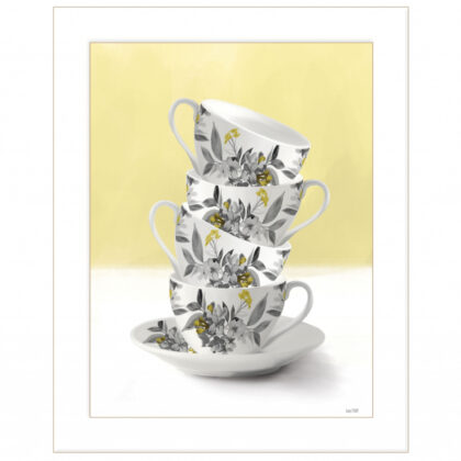 Time For Tea Yellow 1 White Framed Print Wall Art