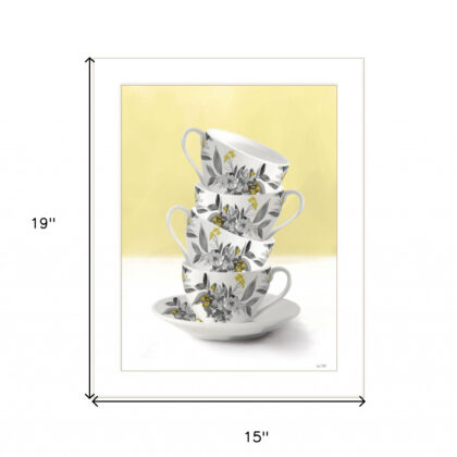 Time For Tea Yellow 1 White Framed Print Wall Art