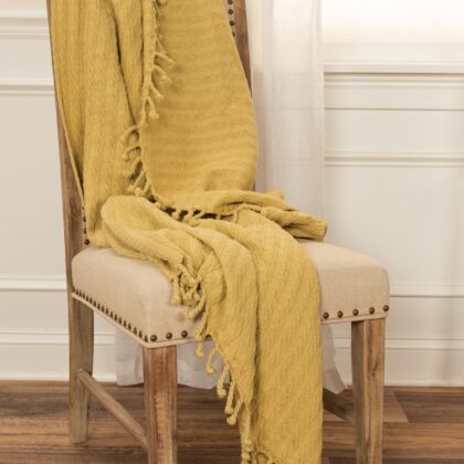 Yellow Knitted 100% Cotton Throw Blanket