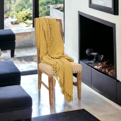 Yellow Knitted 100% Cotton Throw Blanket