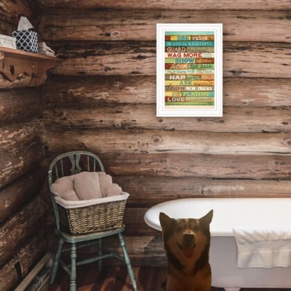 Dog Rules 2 White Framed Print Wall Art