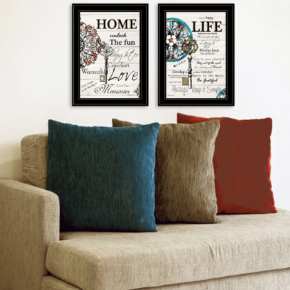 Set Of Two Life Or Home 2 Black Framed Print Wall Art