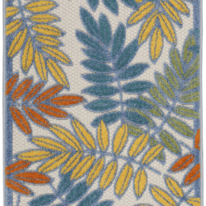 2' X 6' Ivory Floral Non Skid Indoor Outdoor Runner Rug
