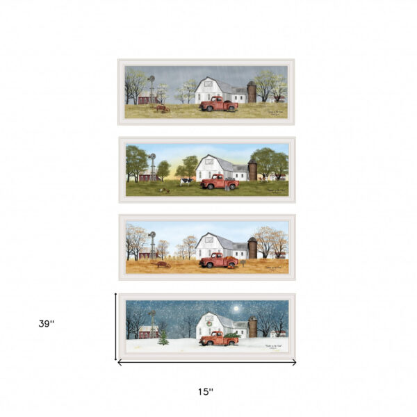 Set Of Four Billy Jacobs Four Seasons Collection VII 4-Piece 1 White Framed Print Wall Art