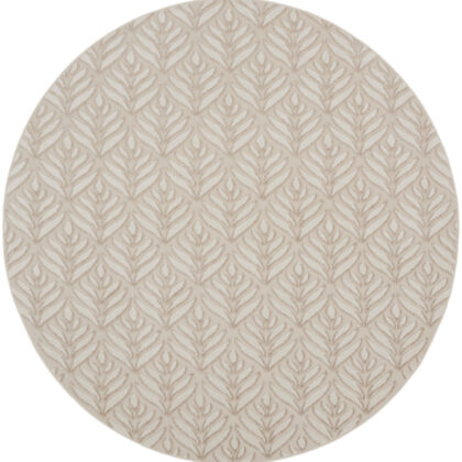 8' Gray and Ivory Round Floral Indoor Outdoor Area Rug