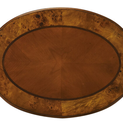 26" Medium Brown And Olive Ash Manufactured Wood Oval End Table With Two Drawers