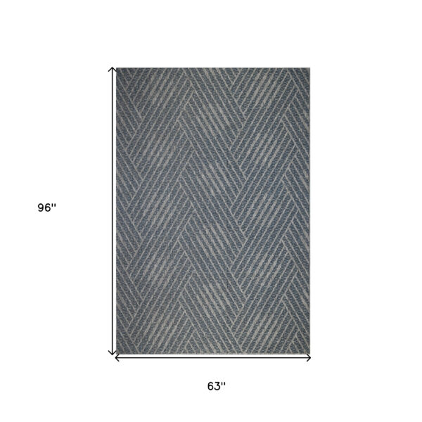 5' x 8' Gray and Blue Geometric Stain Resistant Indoor Outdoor Area Rug