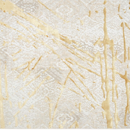 5' x 8' Ivory and Gold Abstract Area Rug