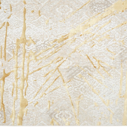 5' x 8' Ivory and Gold Abstract Area Rug