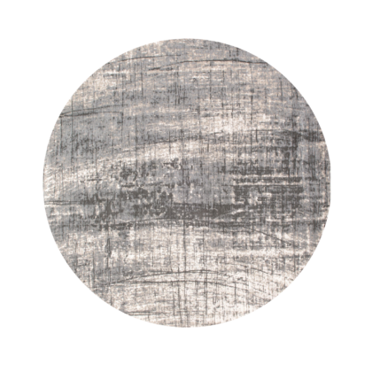 5' Gray and White Round Abstract Non Skid Area Rug