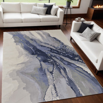 5' x 8' Gray and Ivory Abstract Power Loom Area Rug