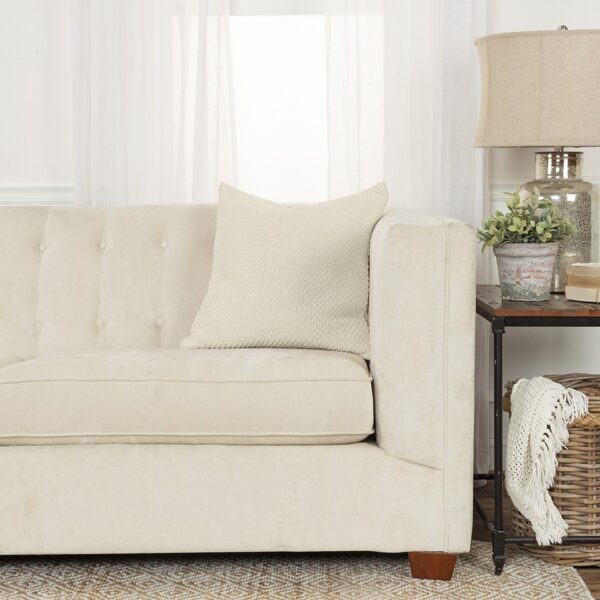 20" Natural Beige Nubby Textured Modern Throw Pillow