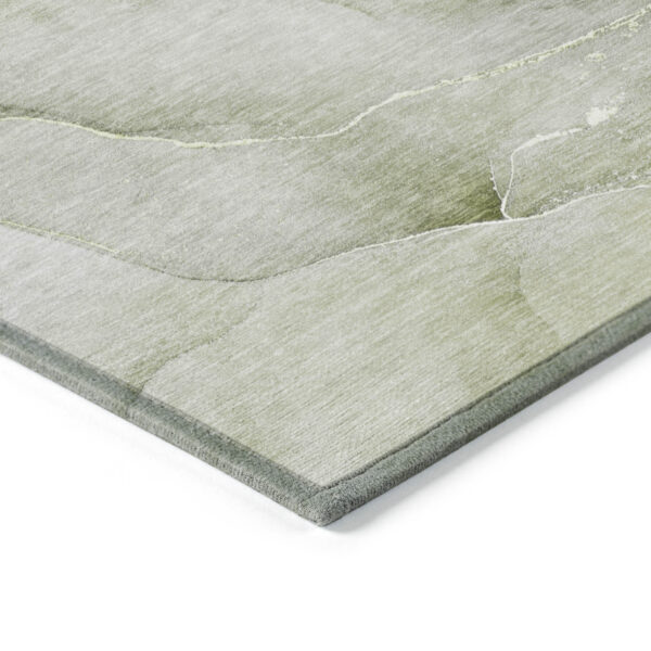 3' X 5' Olive Green Abstract Washable Non Skid Indoor Outdoor Area Rug