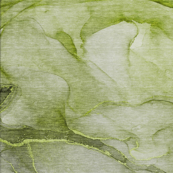 3' X 5' Olive Green Abstract Washable Non Skid Indoor Outdoor Area Rug